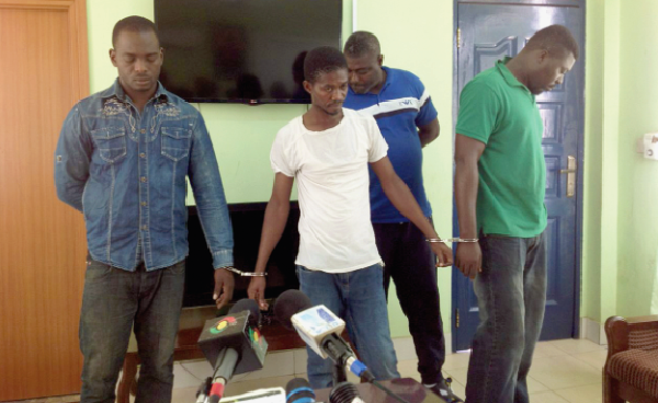 The four suspects arrested by the police. Ashaiman Police make big drugs haul