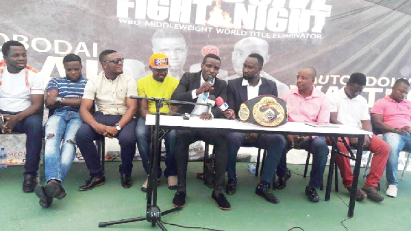 Obodai Sai (middle) addressing the press at the launch Obodai Sai (middle) addressing the press at the launch