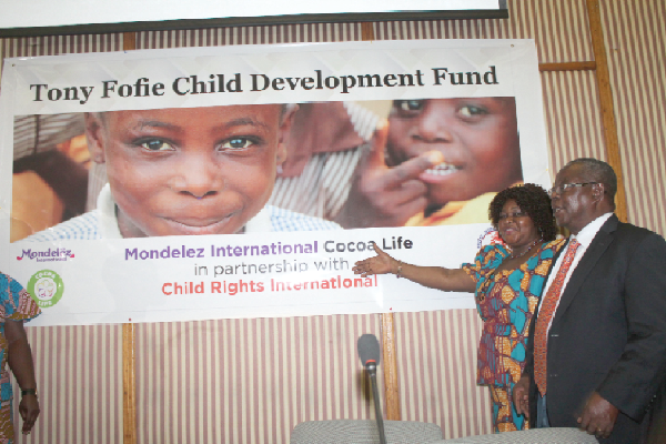 • Mrs Margaret Okai (2nd right), Director of Early Childhood Education, Ghana Education Service, and Mr Anthony Fofie (right), Former Chief Executive Officer of COCOBOD, launching the Tony Fofie Child Development Fund. Picture: EDNA ADU-SERWAA • Mrs Margaret Okai (2nd right), Director of Early Childhood Education, Ghana Education Service, and Mr Anthony Fofie (right), Former Chief Executive Officer of COCOBOD, launching the Tony Fofie Child Development Fund. Picture: EDNA ADU-SERWAA