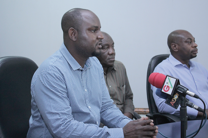 Mr Amenyah (left) answering questions from the media Mr Amenyah (left) answering questions from the media