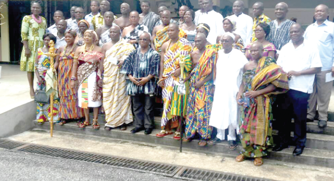 The Volta Regional Minister, Dr Archibald Yao Letsa (5th left) with the Fodome delegation The Volta Regional Minister, Dr Archibald Yao Letsa (5th left) with the Fodome delegation