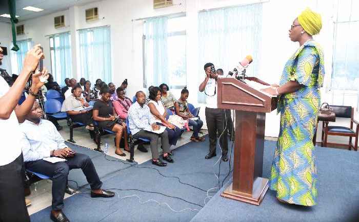 Ms Gifty Twum Ampofo, Deputy Minister of Gender, Children and Social Protection, addressing journalists on issues affecting the African child at the Ministry of Information Conference Room in Accra. Picture: EMMANUEL ASAMAOH ADDAI Ms Gifty Twum Ampofo, Deputy Minister of Gender, Children and Social Protection, addressing journalists on issues affecting the African child at the Ministry of Information Conference Room in Accra. Picture: EMMANUEL ASAMAOH ADDAI