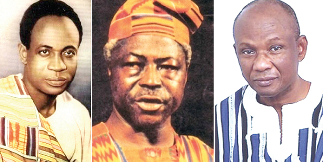 (From left) Dr Kwame Nkrumah, President, First Republic, Dr Hilla Limann, President, Third Republic and Prof. Edmund Delle, Current CPP Leader and National Chairman (From left) Dr Kwame Nkrumah, President, First Republic, Dr Hilla Limann, President, Third Republic and Prof. Edmund Delle, Current CPP Leader and National Chairman