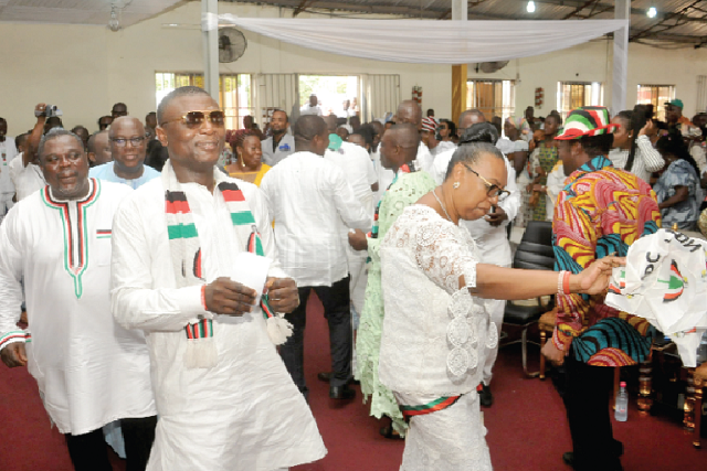 Some executive members of the NDC dancing during the service. Picture: EBOW HANSON Some executive members of the NDC dancing during the service. Picture: EBOW HANSON
