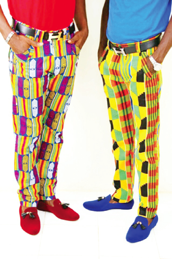 Time for wax print trousers for men