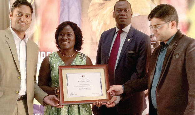 Ms Gloria Yirenkyi (2nd left) with officials of Satguru Travel & Tour, the overall winners of the SAA awards Ms Gloria Yirenkyi (2nd left) with officials of Satguru Travel & Tour, the overall winners of the SAA awards