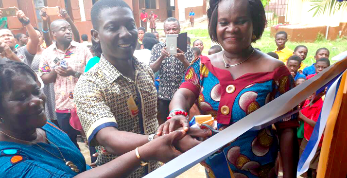 Mr Joe Ampem-Darko Antwi (middle), President of the Rotary Club of Accra Dzorwulu, being assisted by Ms Joyce Nana Simons (right) the headmistress of Dzorwulu A&B Primary School, to inaugurate the canteen Mr Joe Ampem-Darko Antwi (middle), President of the Rotary Club of Accra Dzorwulu, being assisted by Ms Joyce Nana Simons (right) the headmistress of Dzorwulu A&B Primary School, to inaugurate the canteen