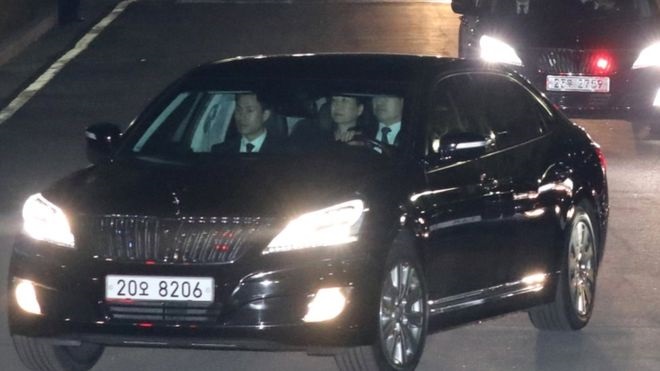 A huge motorcade took Ms Park to her home in southern Seoul A huge motorcade took Ms Park to her home in southern Seoul