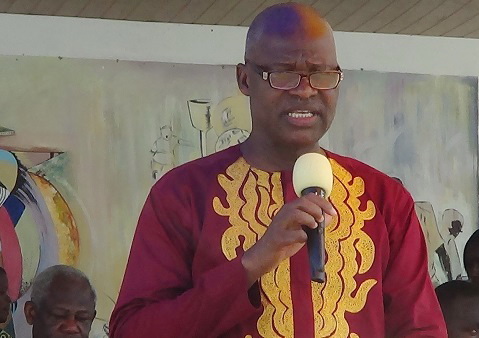 Mr Jacob Kor addressing the students and dignitaries at the 86th Speech and Prize-giving Day at Accra Academy. Pictures: INNOCENT K. OWUSU.