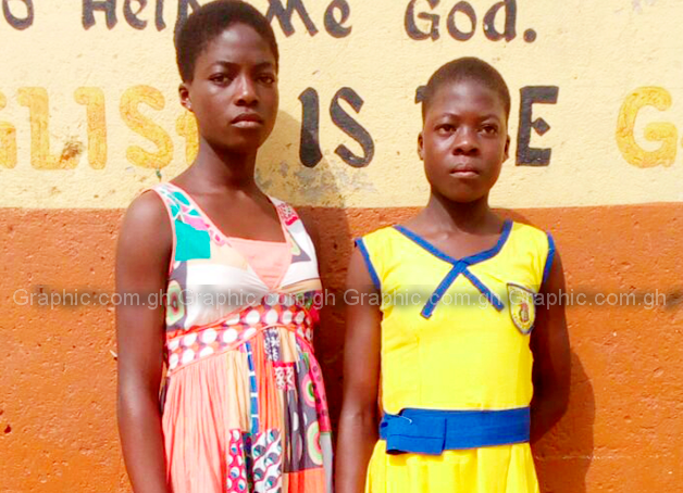 Irene's twin, Panyin, (left) had to drop out of school because her parents could not support her Irene's twin, Panyin, (left) had to drop out of school because her parents could not support her