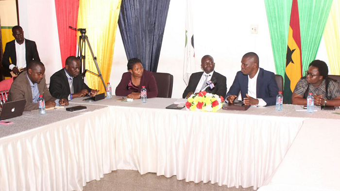 Mr Mustapha Ussif (2nd right) explaining a point about the scheme. Picture: NII MARTEY M. BOTCHWAY Mr Mustapha Ussif (2nd right) explaining a point about the scheme. Picture: NII MARTEY M. BOTCHWAY