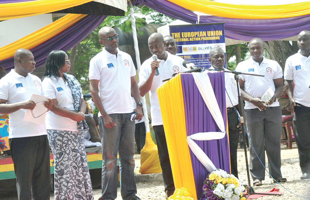 Mr Dickson Baidoo (with mic), the Project Director, introducing members of a steering committee to oversee the EU-partnered project Mr Dickson Baidoo (with mic), the Project Director, introducing members of a steering committee to oversee the EU-partnered project