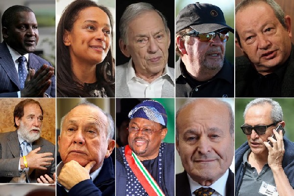 From left, clockwise: Aliko Dangote, Isabel dos Santos, Nathan Kirsch, Johann Rupert, Naguib Sawiris, Nassef Sawiris, Issad Rebrab, Mike Adenuga, Christoffel Wiese, Nicky Oppenheimer From left, clockwise: Aliko Dangote, Isabel dos Santos, Nathan Kirsch, Johann Rupert, Naguib Sawiris, Nassef Sawiris, Issad Rebrab, Mike Adenuga, Christoffel Wiese, Nicky Oppenheimer