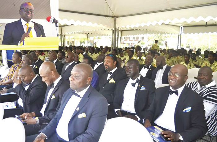 Mr Samuel Ofori-Agyei, the Headmaster of Accra Academy presenting his report to the gathering Mr Samuel Ofori-Agyei, the Headmaster of Accra Academy presenting his report to the gathering