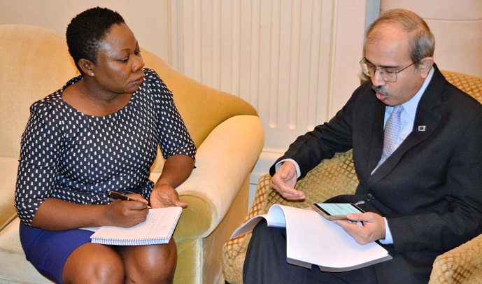 Mr David Rasquinda speaking to our reporter, Della Russel Ocloo