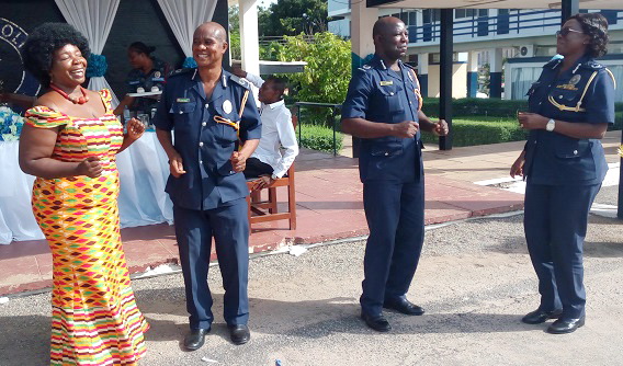 Mr Fosu-Ackaah dancing with Mrs Mary Tobbin Osei, a senior consultant at Kanko Associates, and some other dignitaries at the get-together  