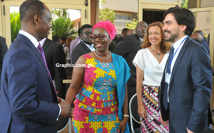 Mrs Ursula Owusu-Ekuful, Minister of Communications, interacting with Mr Matteo Lucchett and Mrs Maria Luisa Troncoso, members of the EU delegation in Ghana. Also in the picture is Joe Anokye, Director General of the National Communications Authority (NCA) Picture: EBOW HANSON Mrs Ursula Owusu-Ekuful, Minister of Communications, interacting with Mr Matteo Lucchett and Mrs Maria Luisa Troncoso, members of the EU delegation in Ghana. Also in the picture is Joe Anokye, Director General of the National Communications Authority (NCA) Picture: EBOW HANSON