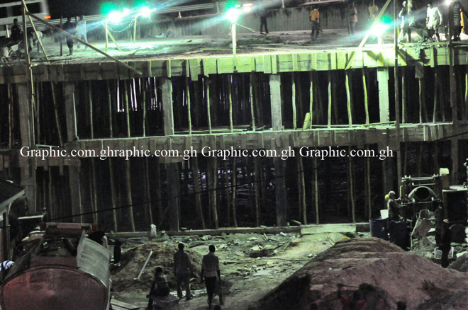 When a team from Graphic Online visited the site last Tuesday around 11:30 pm, construction work was briskly ongoing as usual.