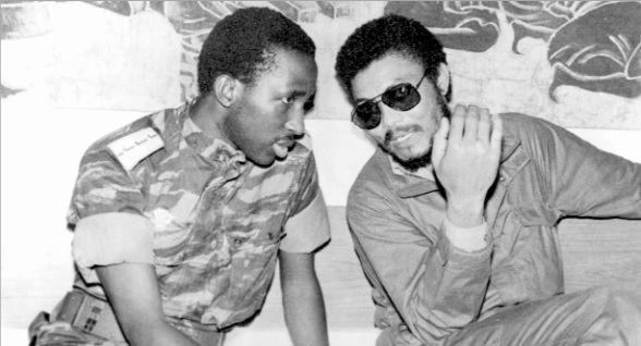 President of Burkina Faso, Thomas Sankara (left), in a tete-a-tete with Flt. Lt. J. J. Rawlings
