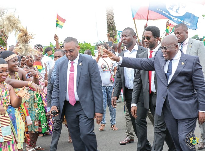 President Akufo-Addo exchanging pleasantries with the Ghanaian community in Malabo President Akufo-Addo exchanging pleasantries with the Ghanaian community in Malabo
