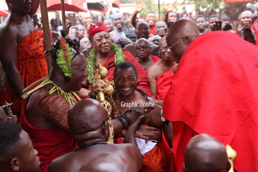 President Akufo-Addo, other dignitaries mourn with Asanteman on Thursday. Pictures by SAMUEL TEI ADANO