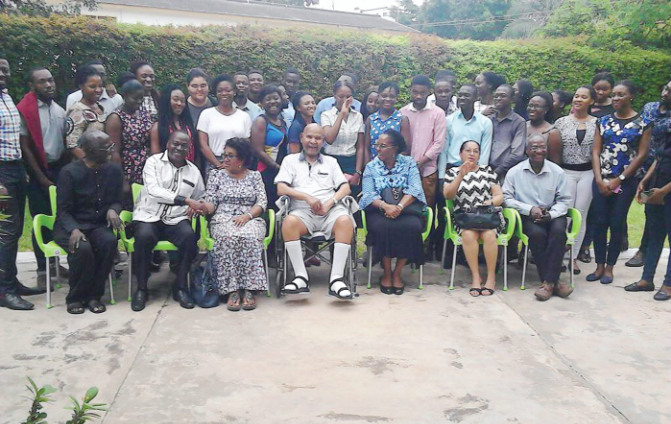 Dr Evans-Anfom (middle) with management members and students of the Family Health University College Medical School Dr Evans-Anfom (middle) with management members and students of the Family Health University College Medical School