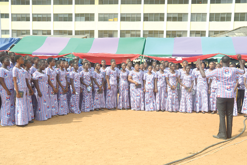 Students of Presec Osu, singing to mark the 60th anniversary celebration of the school Students of Presec Osu, singing to mark the 60th anniversary celebration of the school
