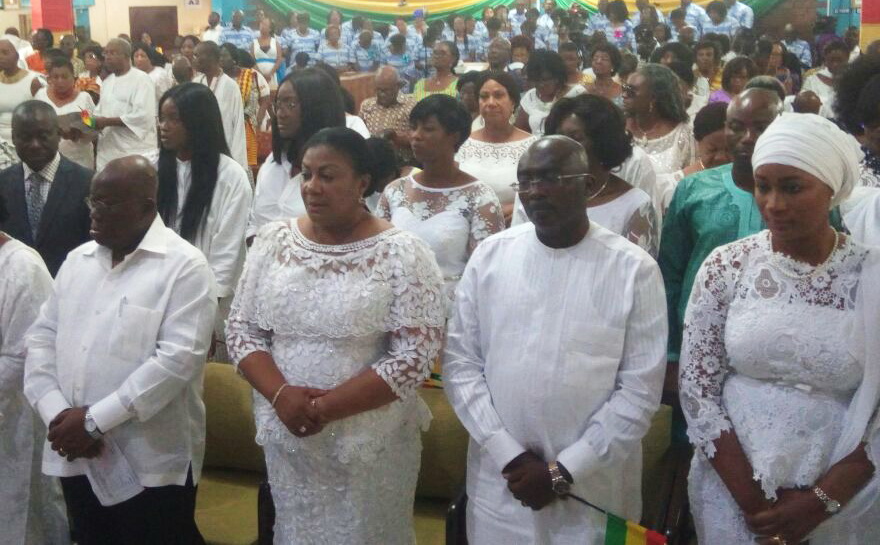 President Akufo-Addo (2nd left) together with Vice President Dr Mahamudu Bawumia (2nd right), Mrs Rebecca Akufo-Addo and Mrs Samira Bawumia (right), 2nd lady at a church service at the Ridge church in Accra. President Akufo-Addo (2nd left) together with Vice President Dr Mahamudu Bawumia (2nd right), Mrs Rebecca Akufo-Addo and Mrs Samira Bawumia (right), 2nd lady at a church service at the Ridge church in Accra.