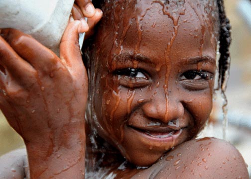 Bathing young lady