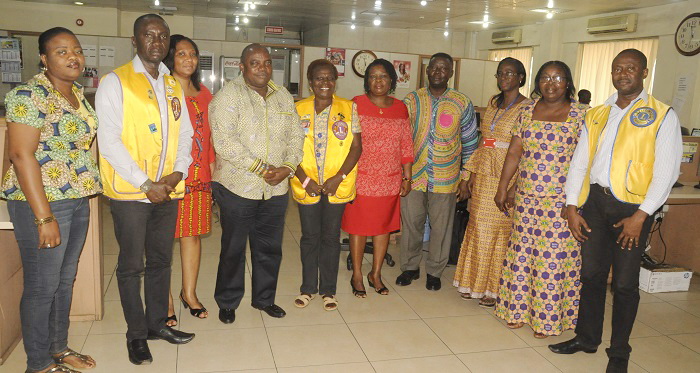 Mr Ransford  Tetteh (4th left), Editor, Daily Graphic, with some Lions and some Editorial Board members of the Daily Graphic during a courtesy call of the Lions on him in Accra. Pictures: Gabriel Ahiabor