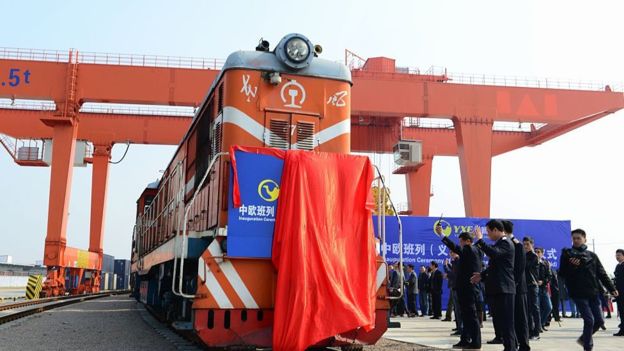 The first China-Europe Block Train for Madrid left Yiwu Railway Freight Station in November 2014 China launches freight train to London