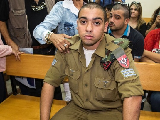 Israeli soldier Elor Azaria, pictured in court on April 18, 2016, has been convicted of manslaughter Israeli soldier Elor Azaria, pictured in court on April 18, 2016, has been convicted of manslaughter
