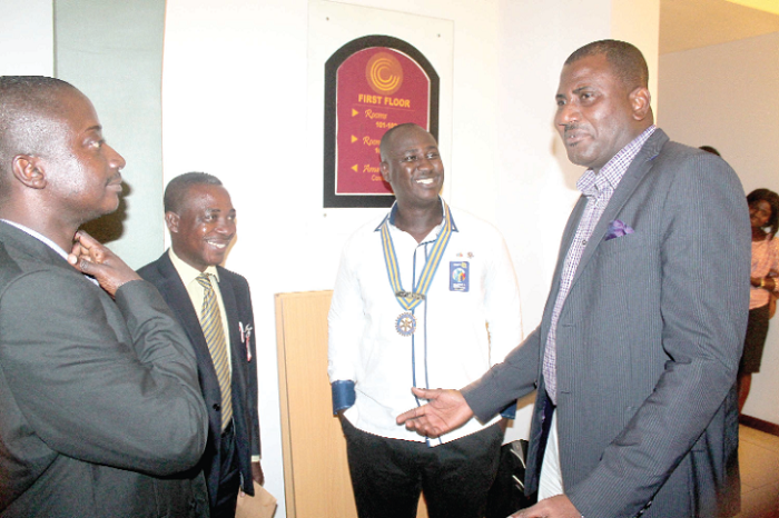 • Mr Franklin Sowa (right) explaining a point to Mr John Agyekum (2nd right), Mr Samuel Arthur (2nd left), Head of Corporate Communications, GCGL, and Mr Kwaku Ofosu (left), Sales and Circulation Manager, GCGL, after the event. Picture: EDNA ADU-SERWAA • Mr Franklin Sowa (right) explaining a point to Mr John Agyekum (2nd right), Mr Samuel Arthur (2nd left), Head of Corporate Communications, GCGL, and Mr Kwaku Ofosu (left), Sales and Circulation Manager, GCGL, after the event. Picture: EDNA ADU-SERWAA