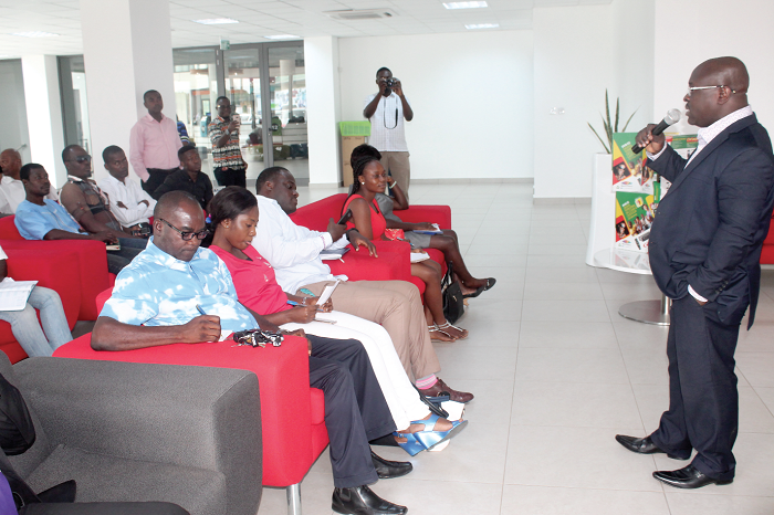 • Mr Kingsley Afful (right), the General Manager, GOtv Ghana, addressing participants during the ceremony. Picture: EDNA ADU-SERWAA