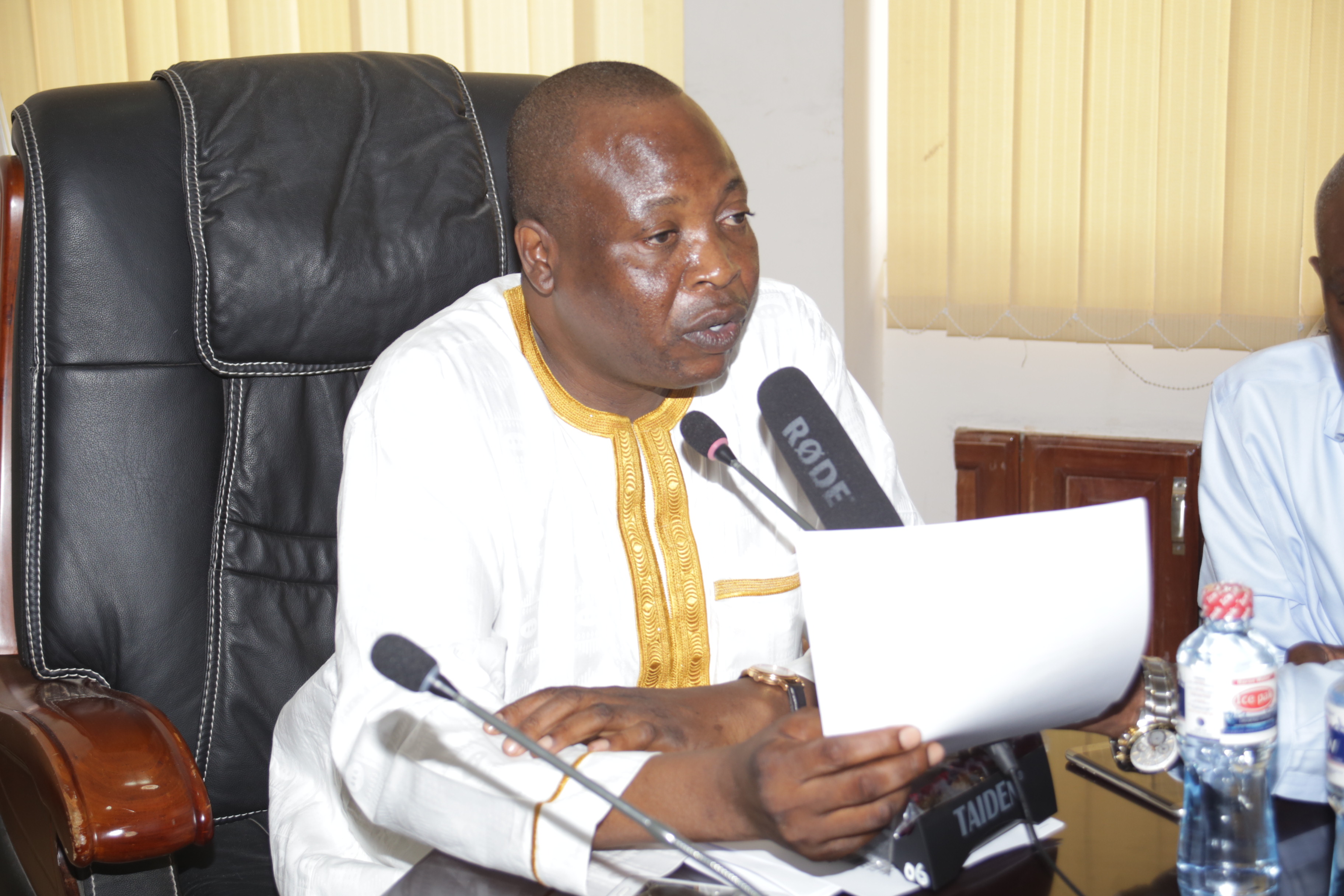 Mr Francis Nyonyo, a member of the Council of State, addressing the executive members of the University Teachers Association of Ghana (UTAG) in Winneba