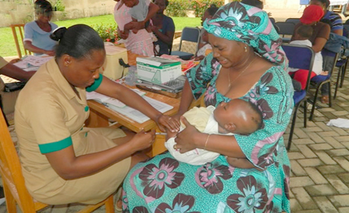 A child being immunised A child being immunised