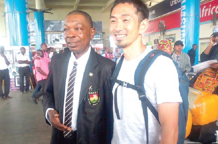 Japanese track star Tamasue (right) with NSA Deputy Director, Saka Acquaye
