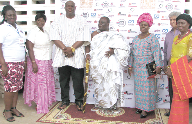Mr Henry Quartey (3rd left), Deputy Minister of the Interior, in a group photograph with Mrs Abigail Padi (left), President of the Newtown Printers' Association and some members of the association Mr Henry Quartey (3rd left), Deputy Minister of the Interior, in a group photograph with Mrs Abigail Padi (left), President of the Newtown Printers' Association and some members of the association