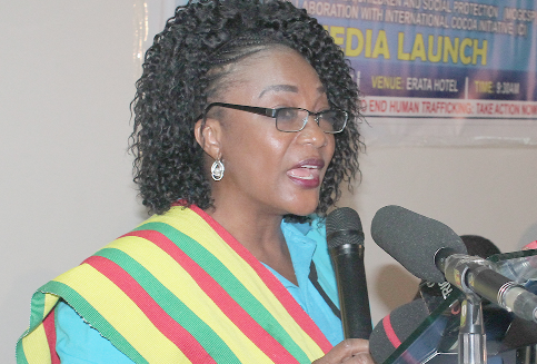 Mrs Afisah Otiko Djaba, Minister of Gender, Children and Social Protection (MoGCSP), giving the keynote address at the launch. Picture: Maxwell Ocloo Mrs Afisah Otiko Djaba, Minister of Gender, Children and Social Protection (MoGCSP), giving the keynote address at the launch. Picture: Maxwell Ocloo