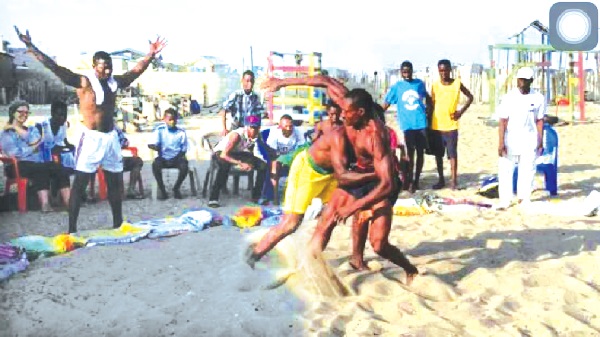 Two wrestlers tango at one of the competitions organised by GAWA Two wrestlers tango at one of the competitions organised by GAWA