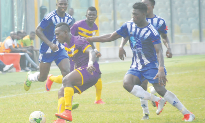 Medeama’s Bismark Oppong shield the ball from his marker. Picture by: Ebow Hanson Medeama’s Bismark Oppong shield the ball from his marker. Picture by: Ebow Hanson