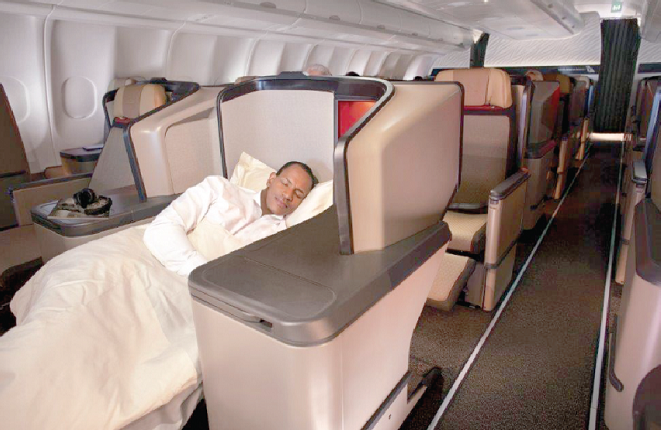 The cosy premium business class carbin