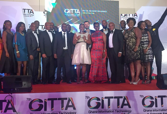 Team MTN celebrating after receiving one of the ten awards 