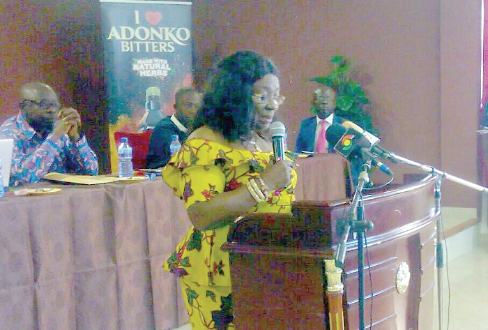• Mrs Afua Gyamfua Owusu-Akyaw addresssing the meeting in Sunyani • Mrs Afua Gyamfua Owusu-Akyaw addresssing the meeting in Sunyani