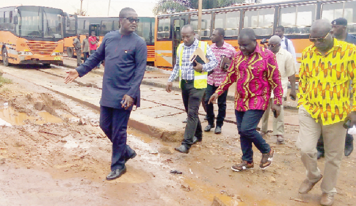 Mr Albert Adu-Boahen, Dep. MD in charge of Operations (left), taking the minister and his entourage round the facility in Kumasi Mr Albert Adu-Boahen, Dep. MD in charge of Operations (left), taking the minister and his entourage round the facility in Kumasi