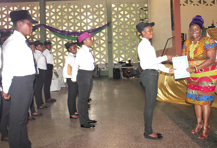 Mrs Mawusi Nudekor Awity (right), Executive Director of NVTI, presenting a certificate to Ms Mary Laloko Agboli, a graduate Mrs Mawusi Nudekor Awity (right), Executive Director of NVTI, presenting a certificate to Ms Mary Laloko Agboli, a graduate