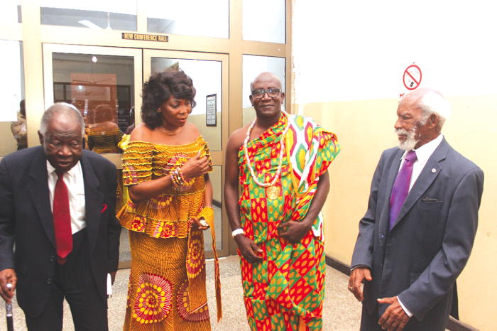 • Mrs Elizabeth Sackey (2nd left), Deputy Greater Accra Regional Minister, in an interaction with Justice VCRAC Crabbe (right), a retired Justice of the Supreme Court. Those with them are Mr K.B. Asante (left) and Nii Okuley Apesor III (3rd left), Chairman, Ga Dangme Think Thank Group. Picture: NII MARTEY M. BOTCHWAY • Mrs Elizabeth Sackey (2nd left), Deputy Greater Accra Regional Minister, in an interaction with Justice VCRAC Crabbe (right), a retired Justice of the Supreme Court. Those with them are Mr K.B. Asante (left) and Nii Okuley Apesor III (3rd left), Chairman, Ga Dangme Think Thank Group. Picture: NII MARTEY M. BOTCHWAY