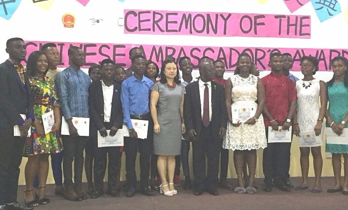 Madam Sun Baohong in a group photograph with the award winners