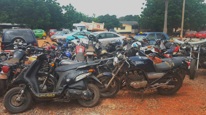 Some of the motorbikes impounded by the police