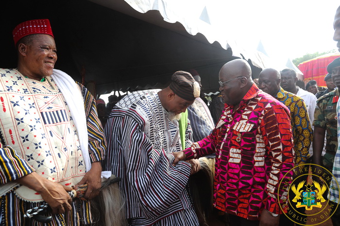 President Akufo-Addo exchanging pleasantries with the Tongo Rana President Akufo-Addo exchanging pleasantries with the Tongo Rana